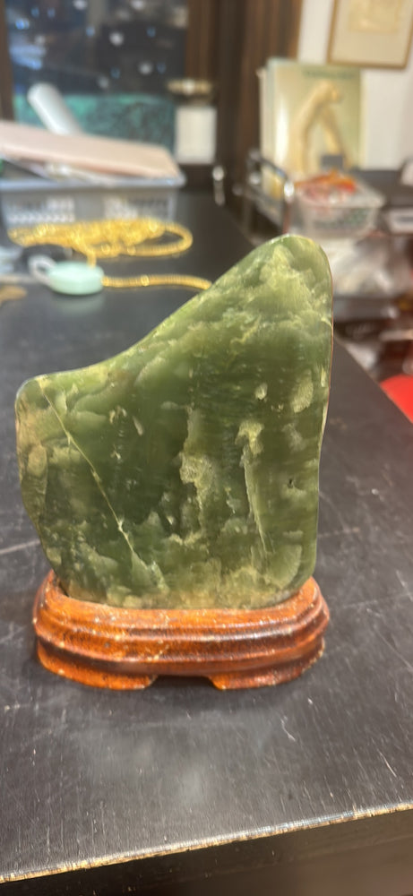 Old Chinese green jade scholars rock - natural jade