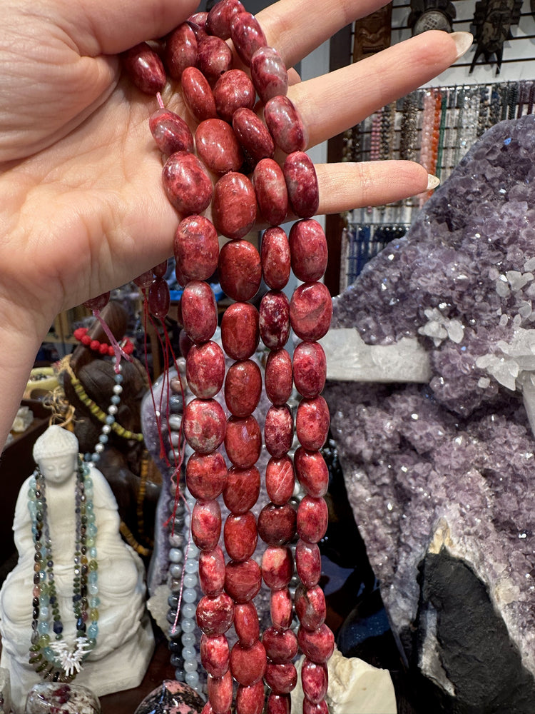 Stunning Deep Pink Oval Thulite Nugget Gemstone Beads - Norway