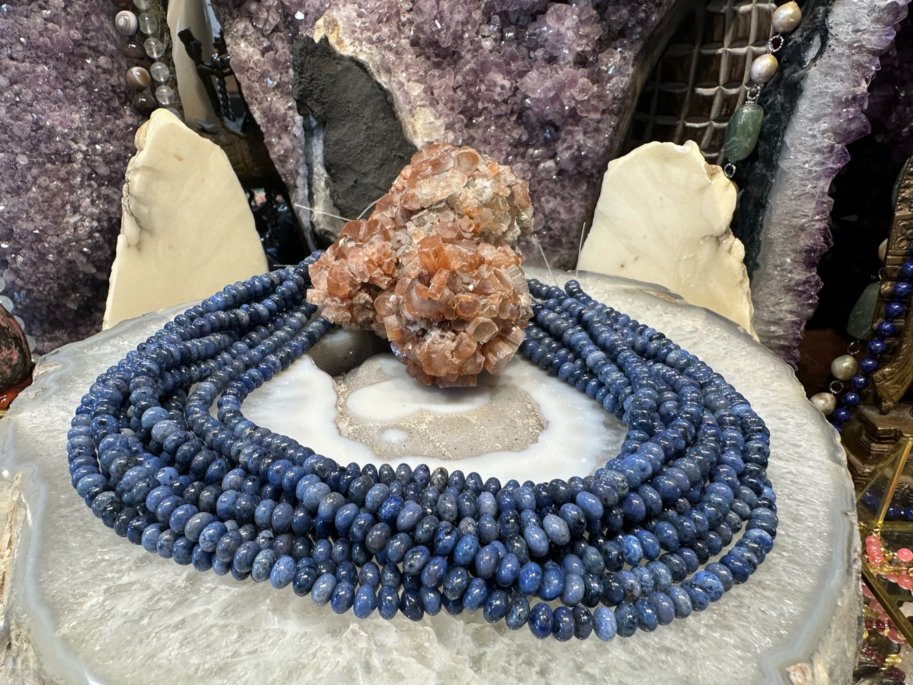 6mm Stunning Blue Dumortierite blue rondelle gemstone beads