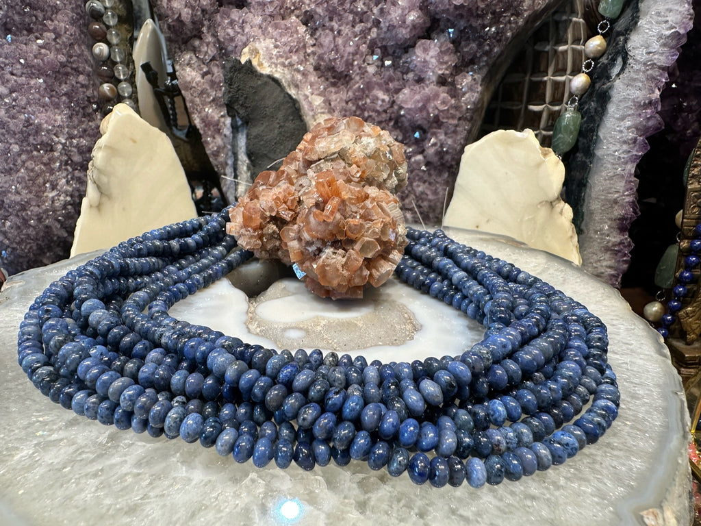 6mm Stunning Blue Dumortierite blue rondelle gemstone beads