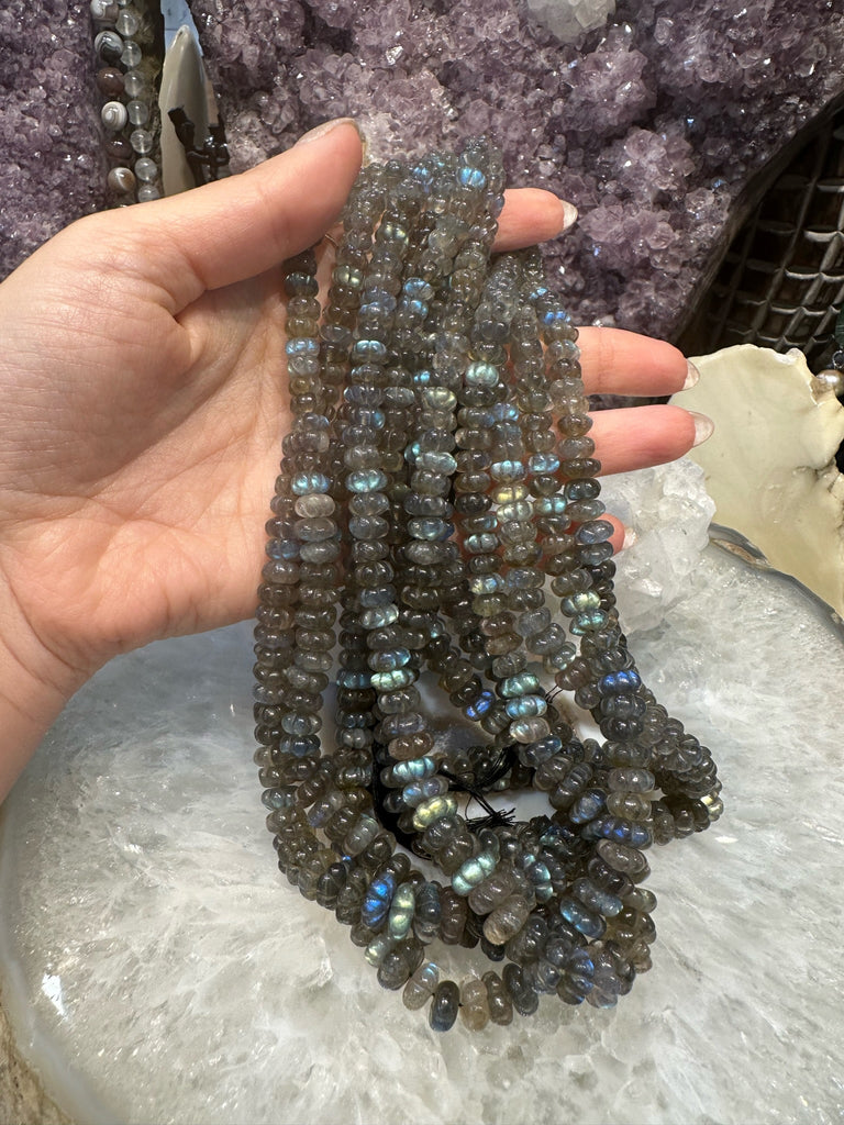 Beautiful Natural Blue Flash Labradorite Carved Melon Gemstone Beads