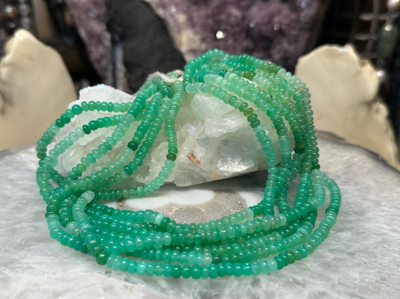 5mm Natural Bright Green Shaded Chrysoprase Rondelle Gemstone Beads