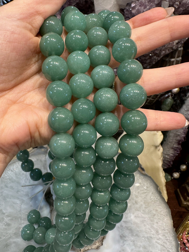 14mm Natural Green aventurine round gemstone beads