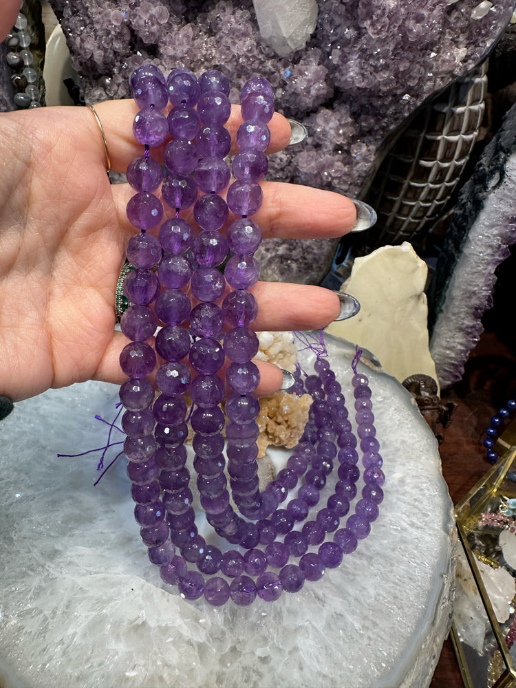 10mm Brazil faceted Deep Amethyst Round Gemstone Beads