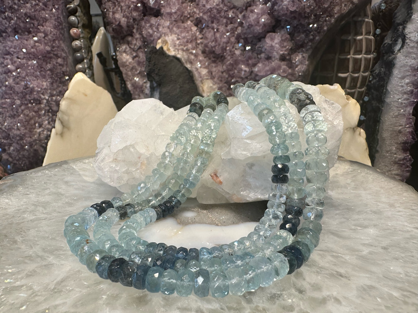 6-9mm Shaded Moss Aquamarine Faceted Gemstone Beads