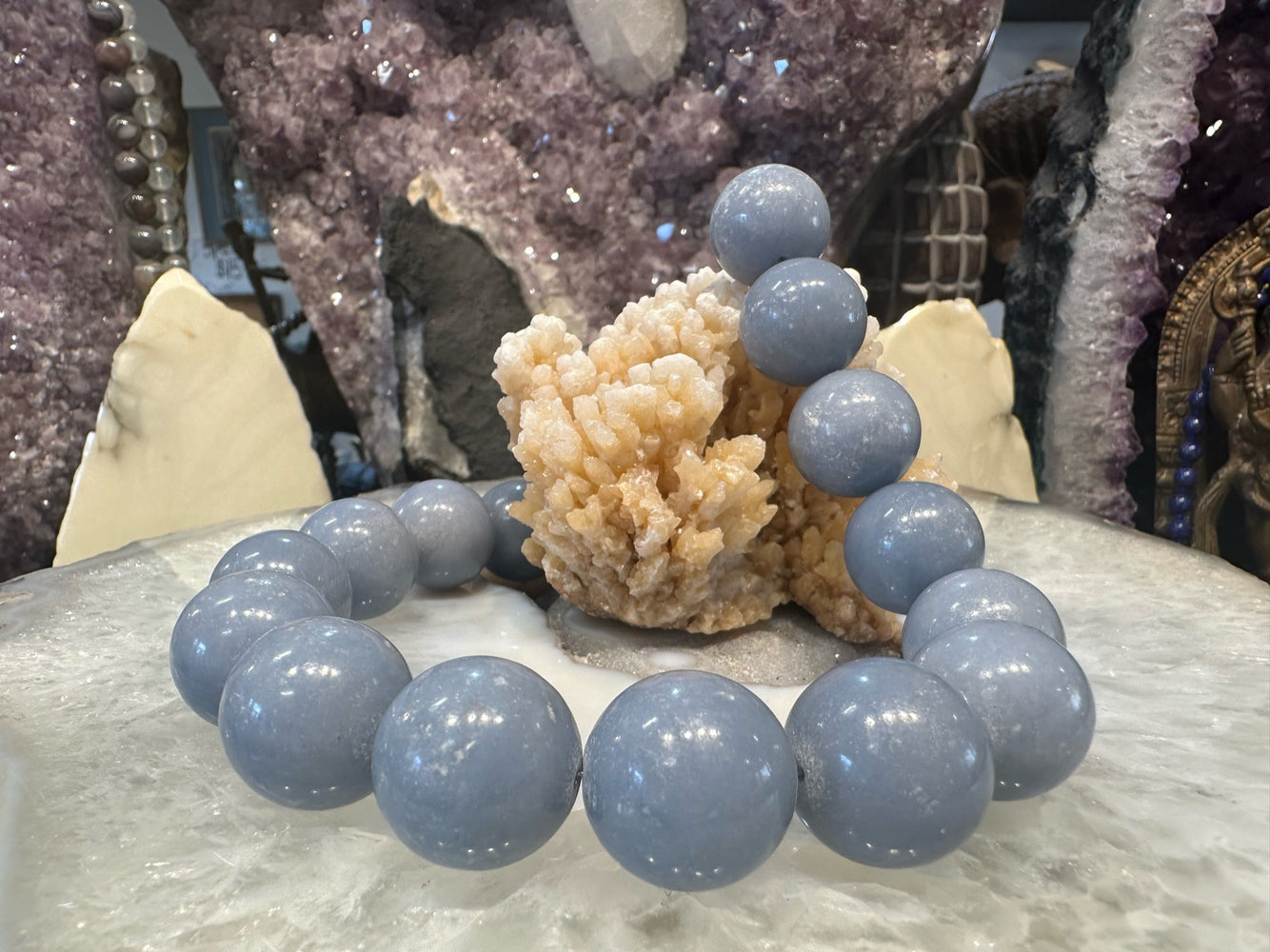 20mm Large Blue angelite Round Gemstone Beads