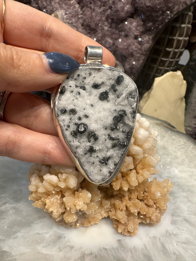 Stunning Large Astrophylite with Marcasite Sterling Silver Pendant