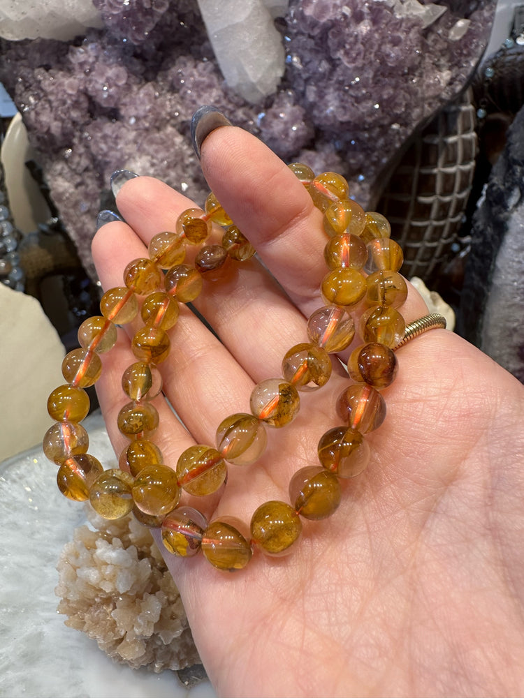 8mm Golden Healer Yellow Quartz Gemstone Beads Bracelet