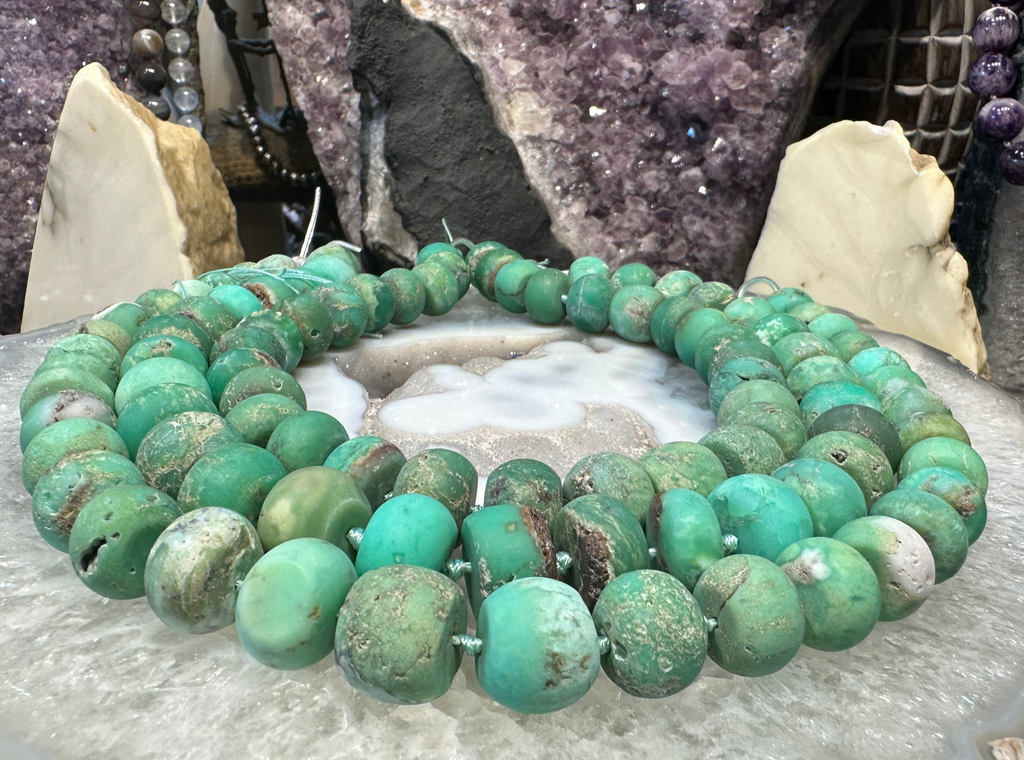 Large Chrysoprase 15-16mm matte rondelle gemstone beads