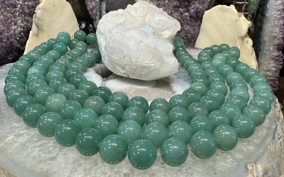 14mm Natural Green aventurine round gemstone beads