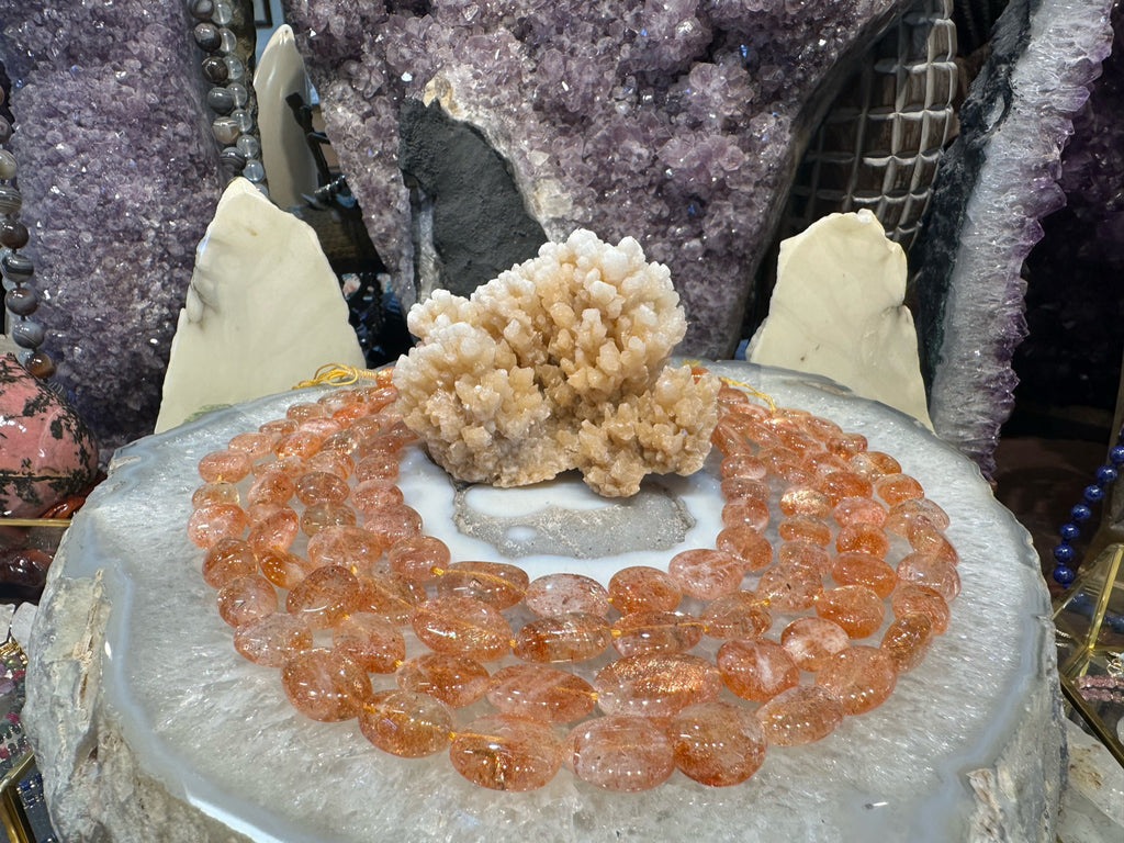 Gorgeous Orange sunstone nugget with Mica sparkle flash gemstone beads