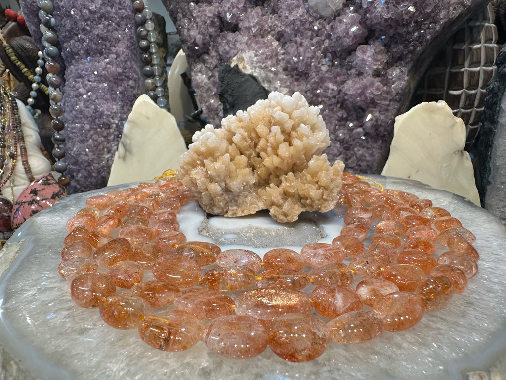 Gorgeous Orange sunstone nugget with Mica sparkle flash gemstone beads