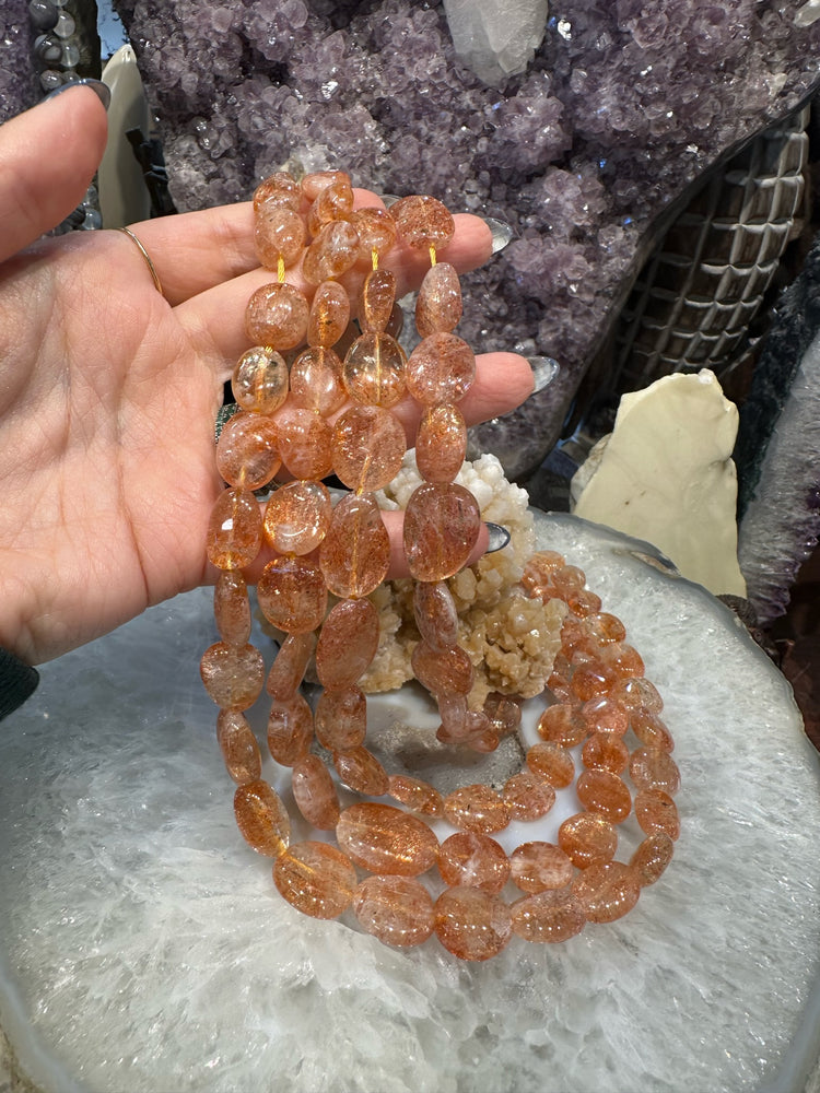 Gorgeous Orange sunstone nugget with Mica sparkle flash gemstone beads