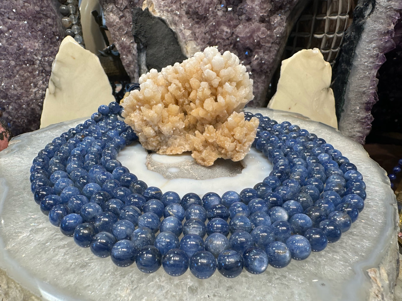 Stunning 9mm blue kyanite gemstone beads