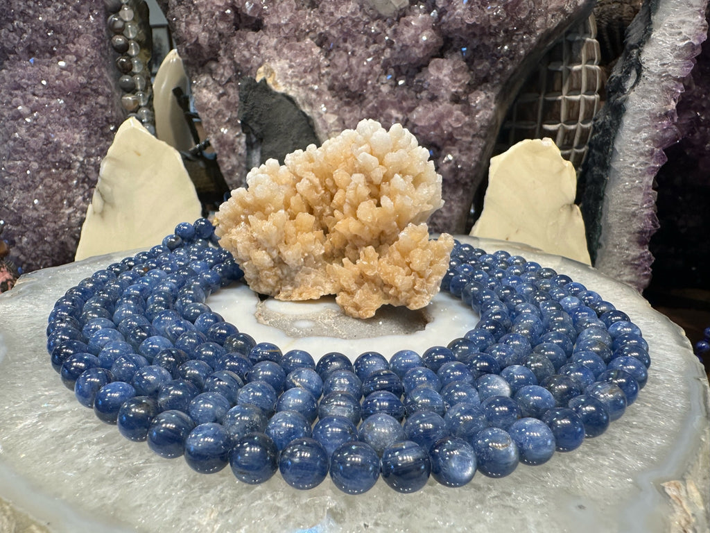 Stunning 9mm blue kyanite gemstone beads