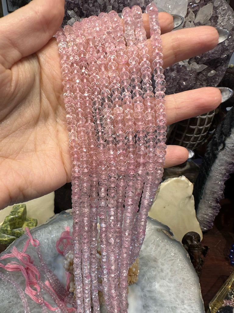 5mm Faceted Rose Quartz Gemstone Rondelle Beads