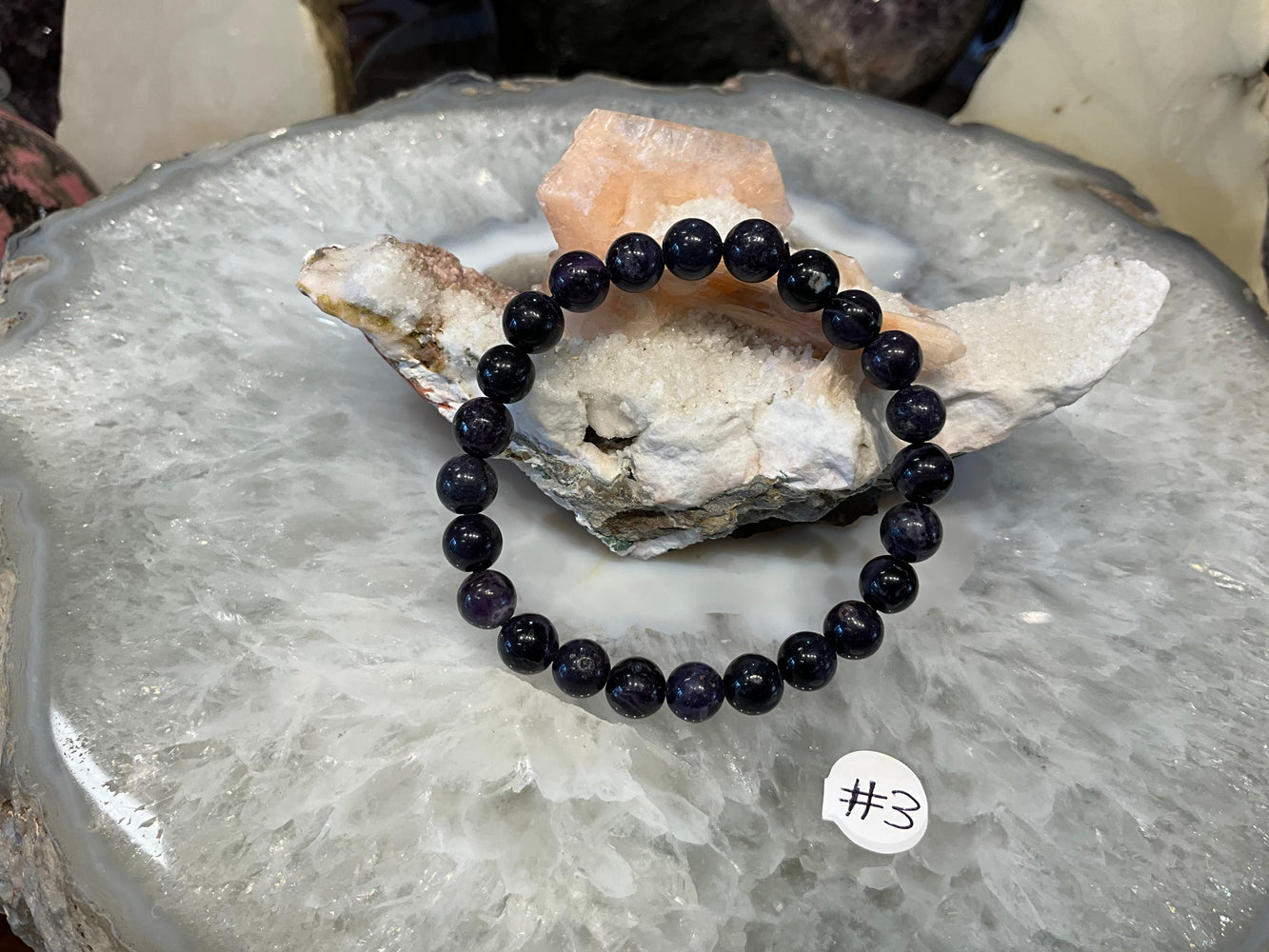 Natural Purple Tiffany stone Bertrandite gemstone bracelet - 8mm #3