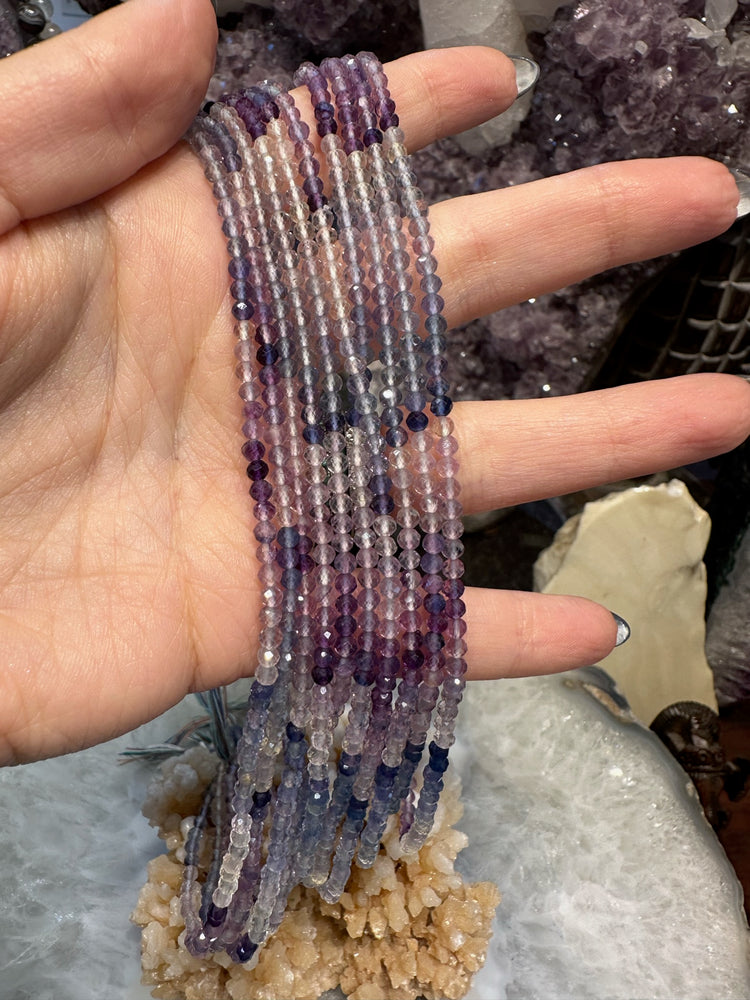 3mm Faceted Multicolor Rainbow Fluorite Gemstone Beads