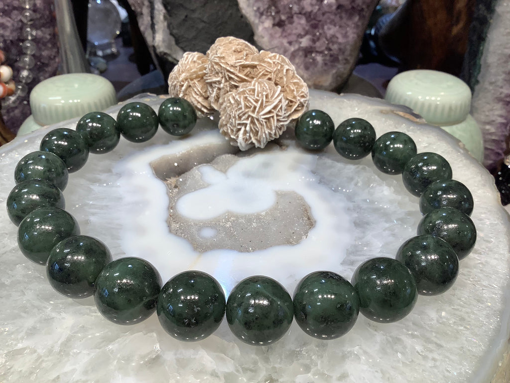 20mm Gorgeous Green Nephrite jade round gemstone beads