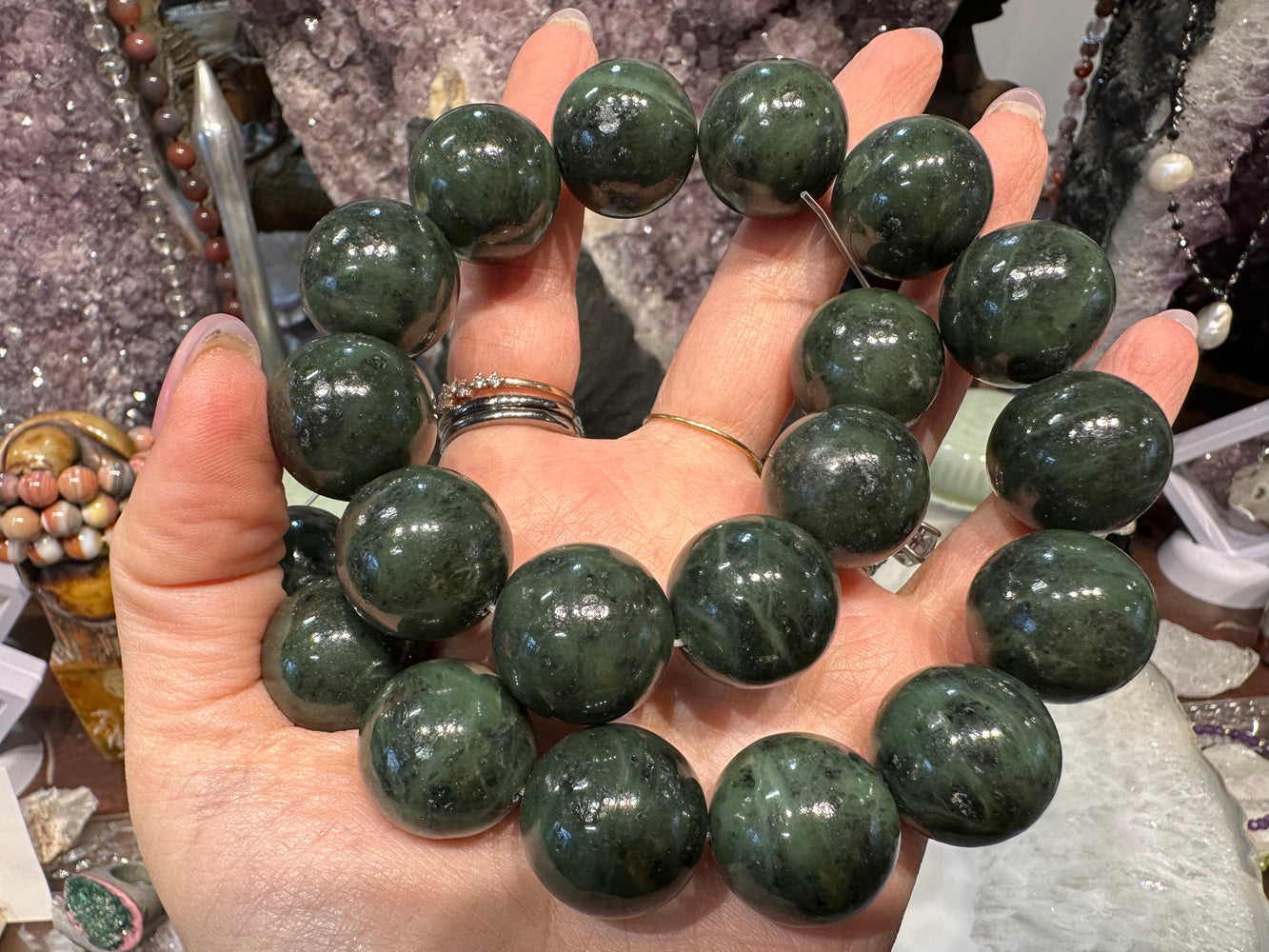 20mm Gorgeous Green Nephrite jade round gemstone beads