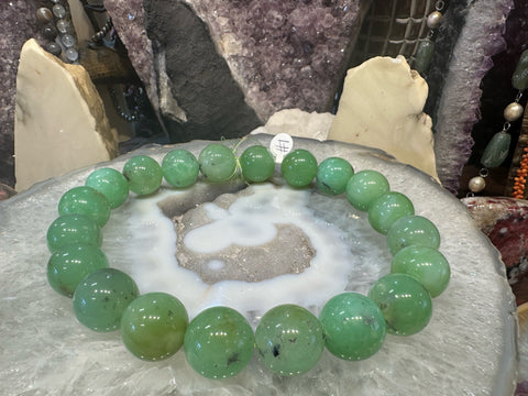 Stunning Natural 20mm Apple Green Chrysoprase Round Gemstone Beads #1