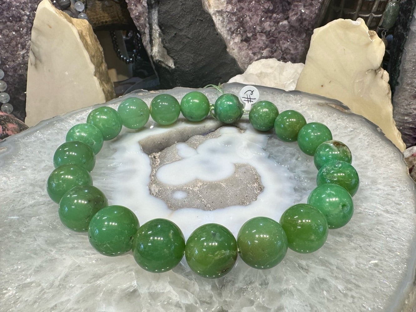 Stunning Natural 20mm Apple Green Chrysoprase Round Gemstone Beads #2