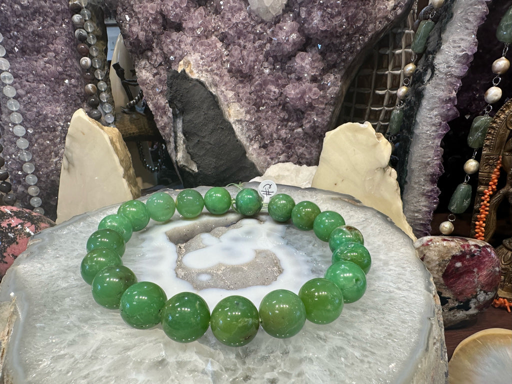 Stunning Natural 20mm Apple Green Chrysoprase Round Gemstone Beads #2