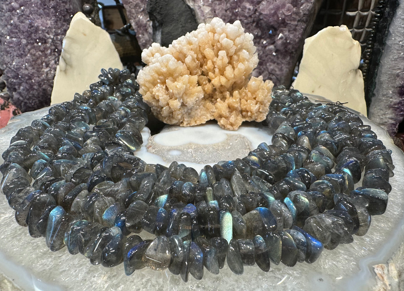 Labradorite 12mm nugget blue flash gemstone beads