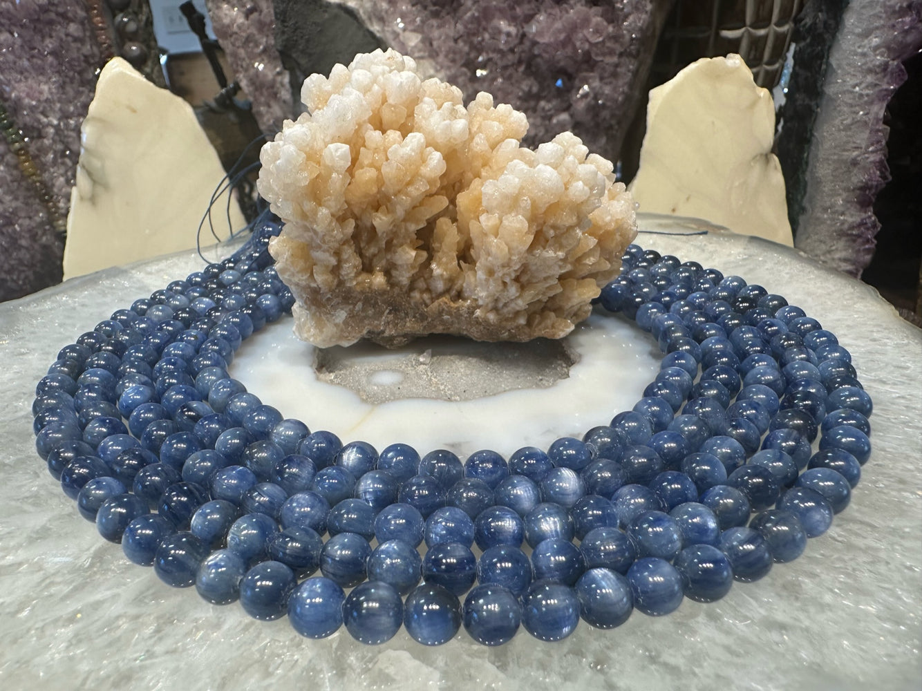 Natural Blue kyanite 7mm gemstone round beads