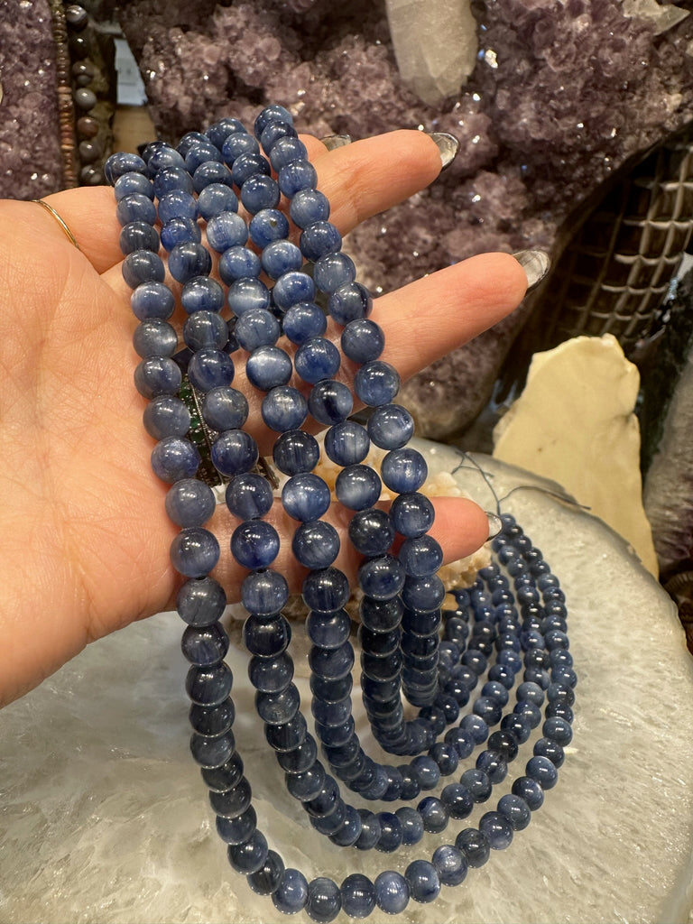 Natural Blue kyanite 7mm gemstone round beads