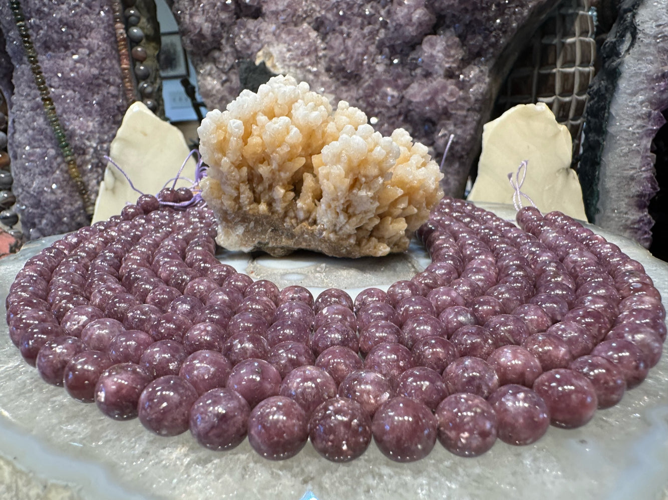 10mm Natural Purple Lepidolite Gemstone Beads