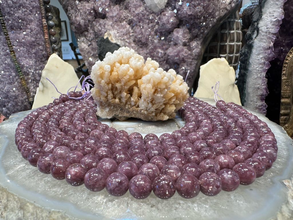 10mm Natural Purple Lepidolite Gemstone Beads