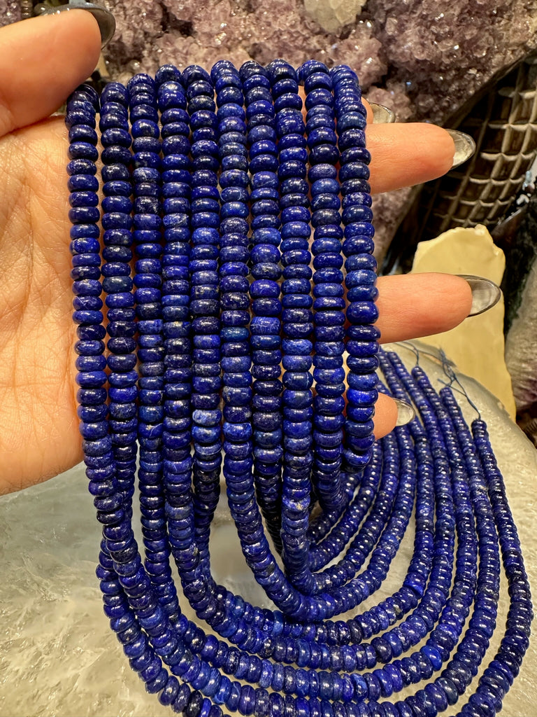 Beautiful Blue Lapis Lazuli 6mm smooth rondelle gemstones beads