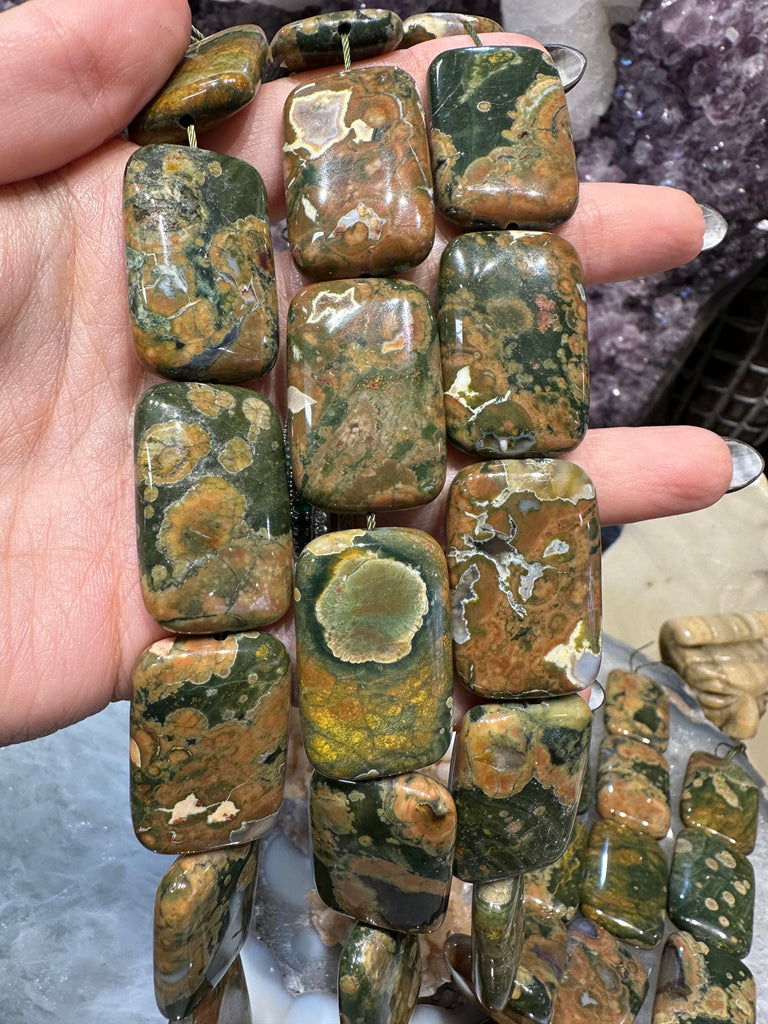 Rhyolite rectangle 31mm gemstone beads