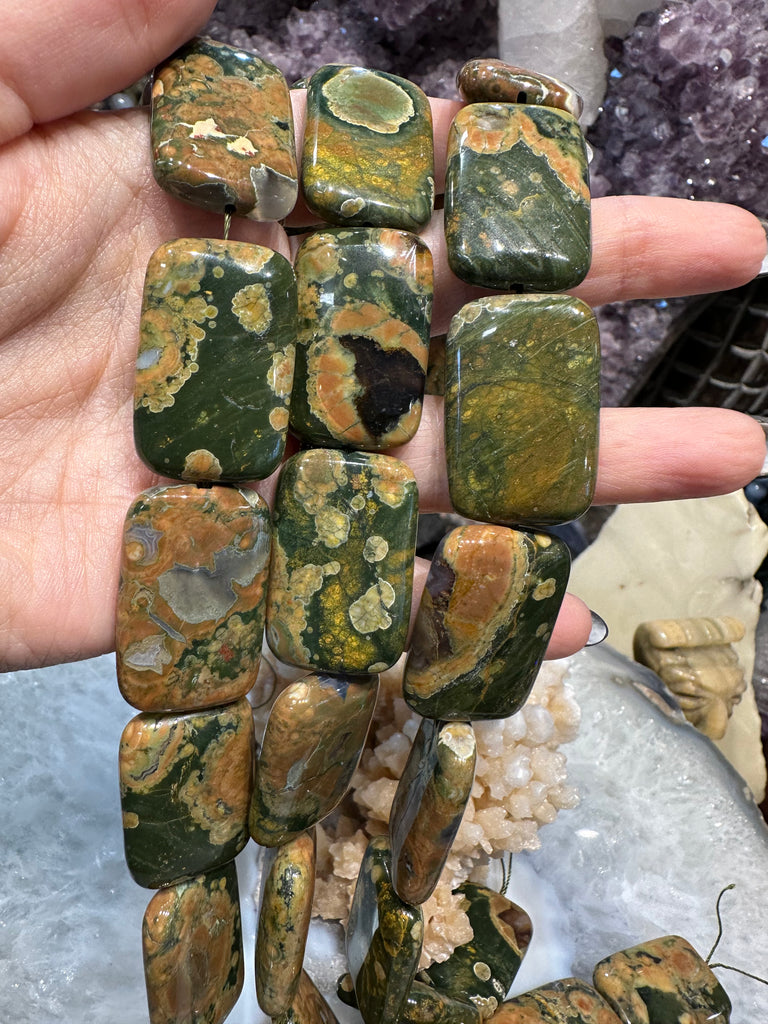 Rhyolite rectangle 31mm gemstone beads