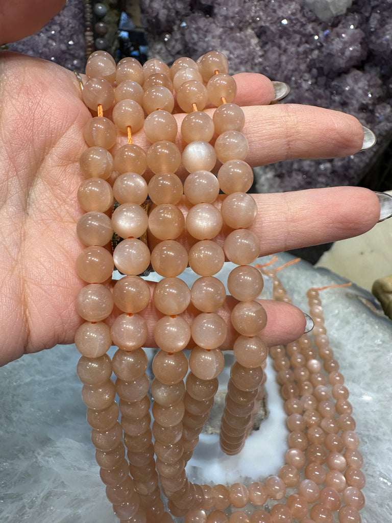 Peach moonstone 8mm gemstones beads