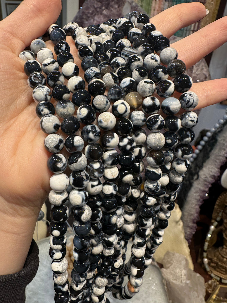 Orca agate 8mm gemstone beads