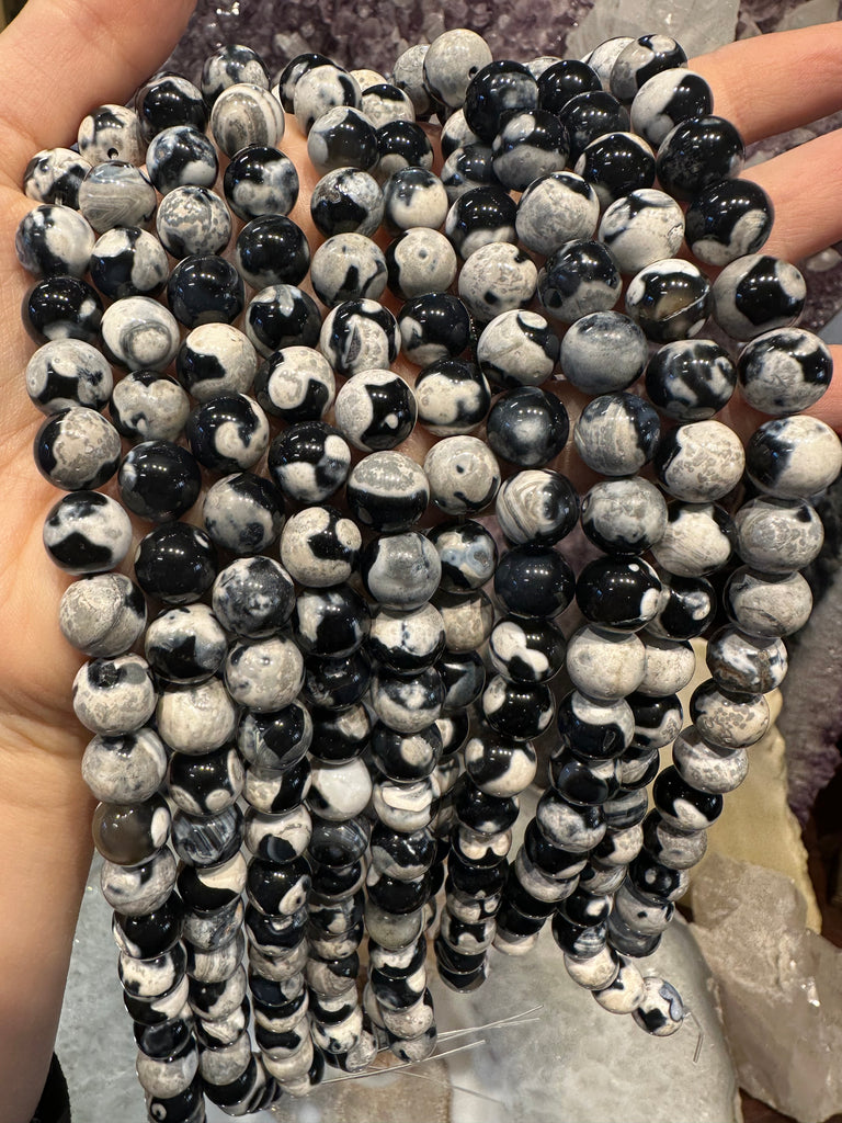 Orca agate 10mm gemstone beads