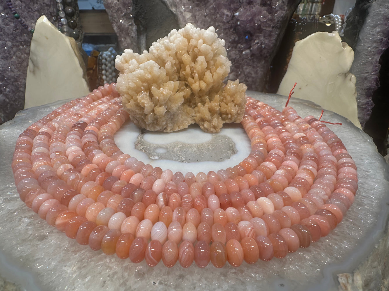 Peach Botswana agate 8mm rondelle gemstones beads