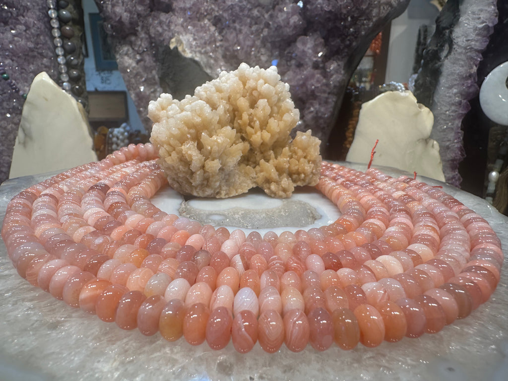 Peach Botswana agate 8mm rondelle gemstones beads