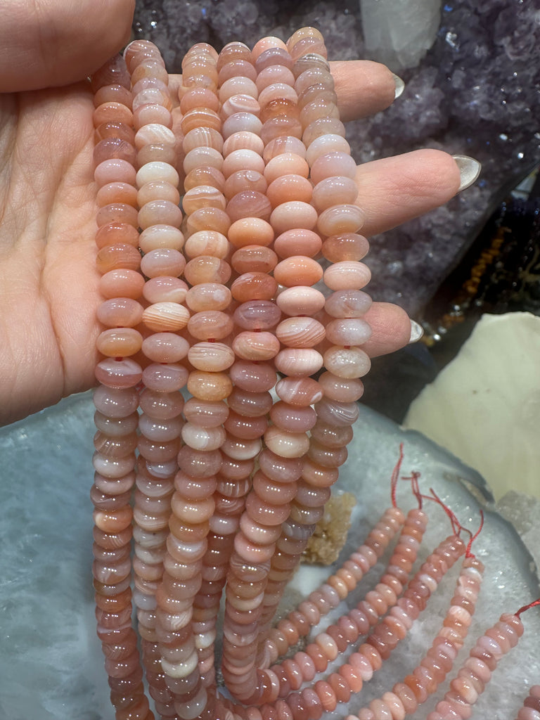 Peach Botswana agate 8mm rondelle gemstones beads