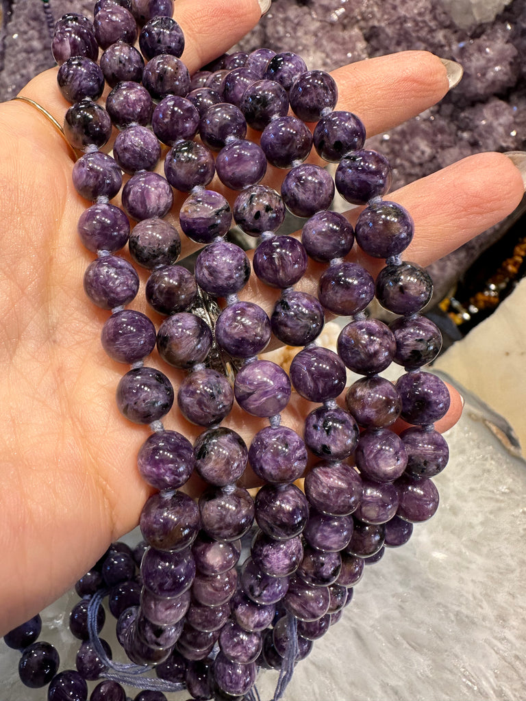 Rare Beautiful charoite 9mm gemstones beads - stunning color