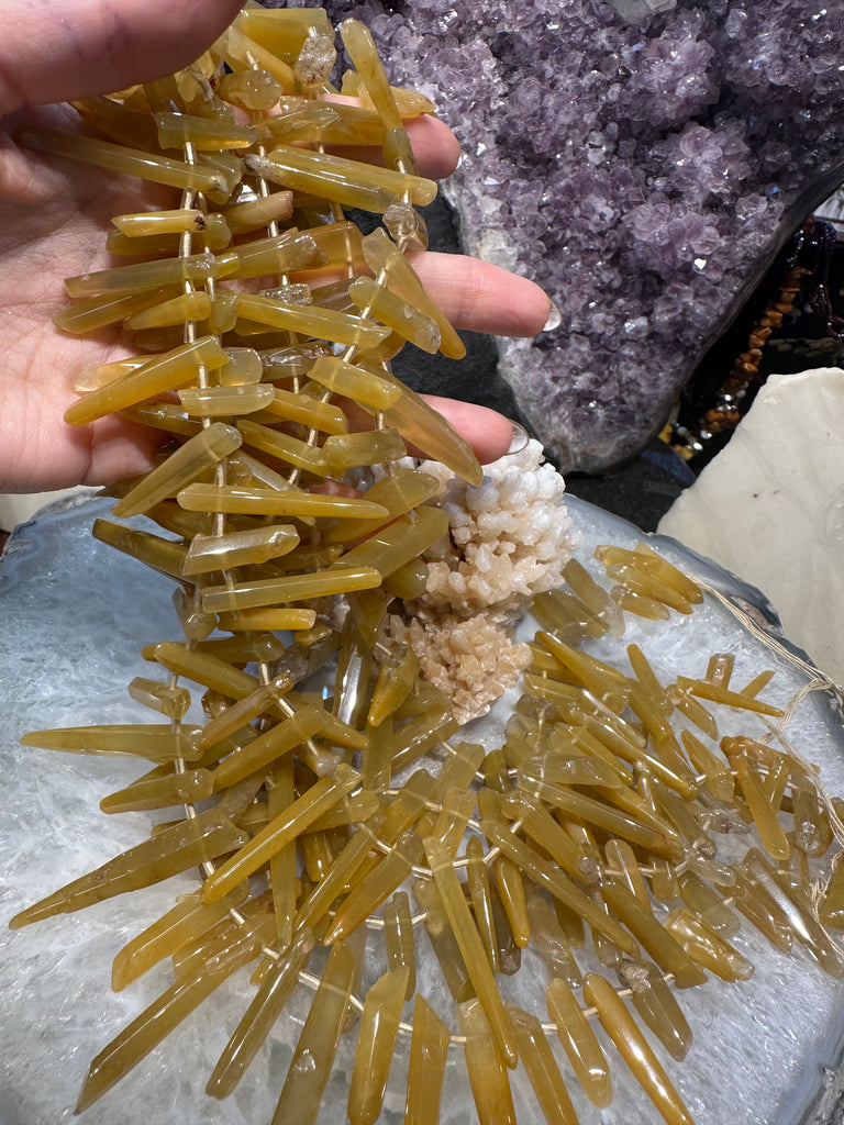 Yellow hematoid quartz pendant gemstone strands