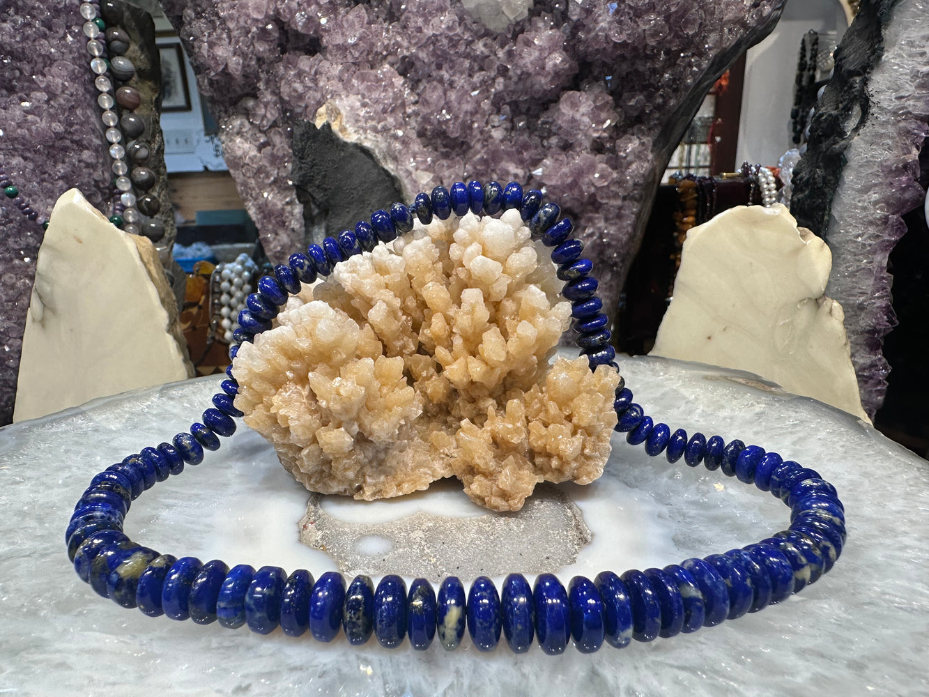 Lapis lazuli deep 8-12mm graduated rondelle gemstone beads