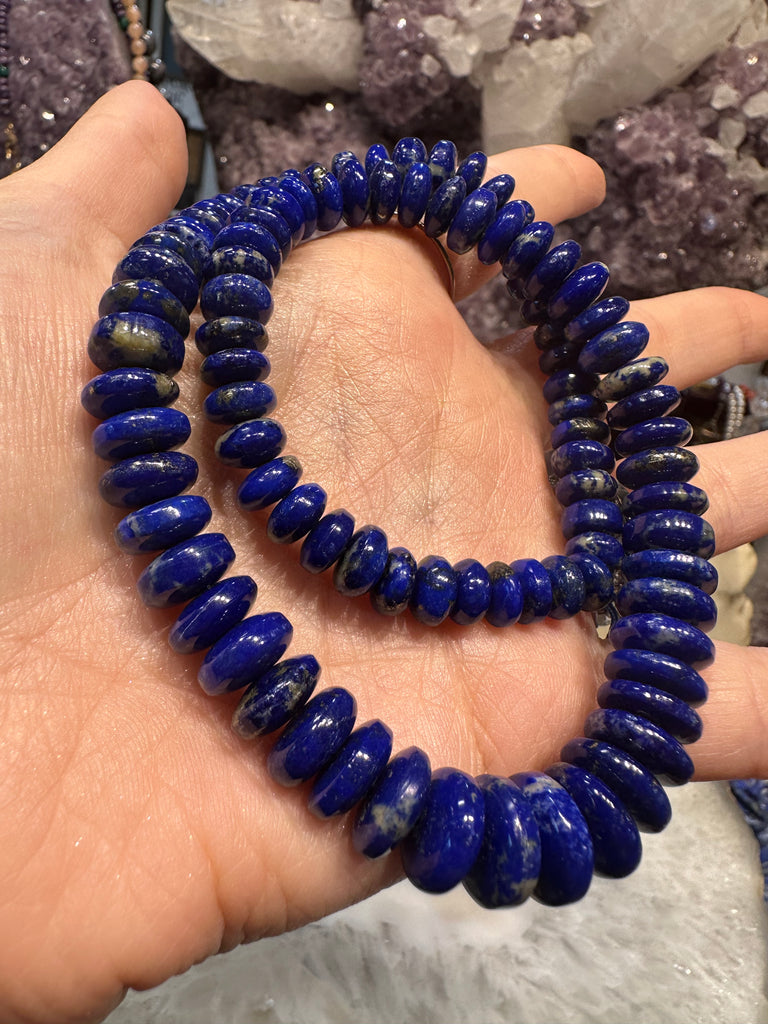 Lapis lazuli deep 8-12mm graduated rondelle gemstone beads