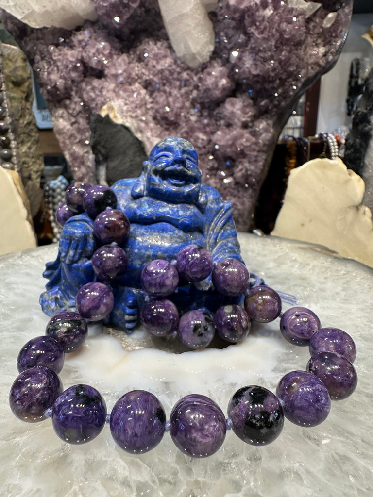 Stunning Charoite large 15mm gemstone beads