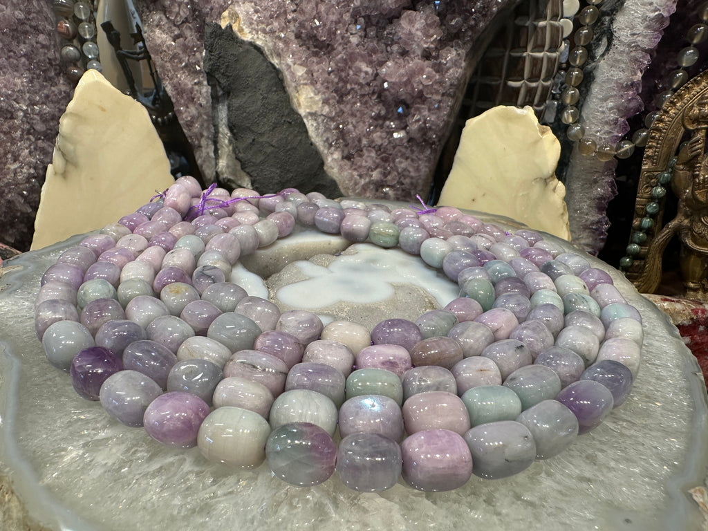 Rare Purple Chatoyant Kunzite Barrel Gemstone Beads