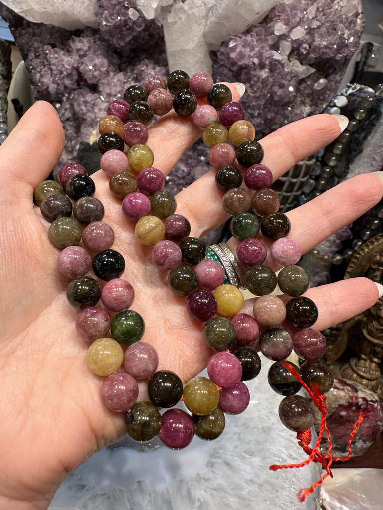 9mm Multicolor Tourmaline Round Gemstone Beads