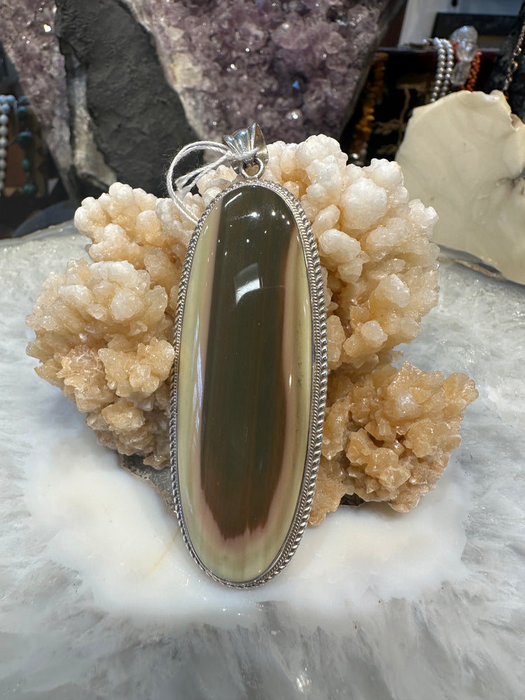 Large Imperial jasper oval Nepal sterling  gemstone pendant