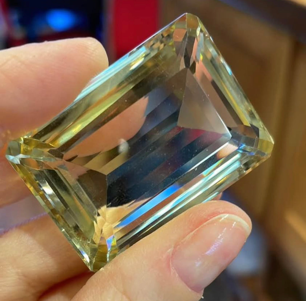 Huge faceted citrine cut gemstone